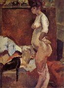 Jules Pascin Female study in sideways oil painting on canvas